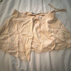 Zara Cream Wrap Skirt with Tie Front